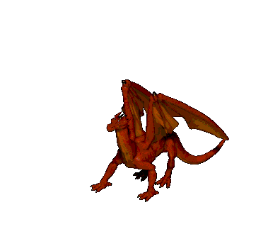 Red fire breathing dragon huffing and puffing breathing out flames