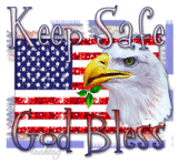 4th of July eagle over flag keep safe God Bless animation