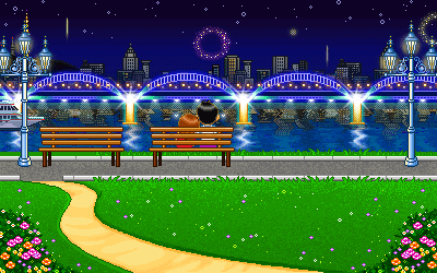 4th of July fireworks river scene moving animation
