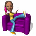 Cartoon animation of Girl on couch talking on phone