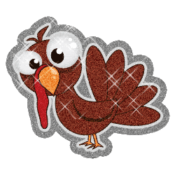 Silly looking sparkling turkey animated clip art
