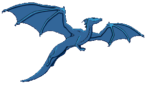 Blue winged dragon flying gracefully in the sky