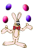 Animated Easter Bunny juggling Easter Eggs
