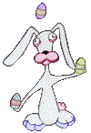 Animated Easter Bunny juggling Eggs