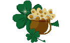 Animated Saint Paddy's day clover and pot of gold