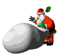 Santa looking for a gift in his sack of Christmas presents