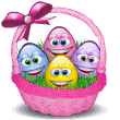 Animated easter egg emoticons in a basket