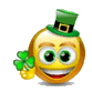 Animated emoticon with shamrock for St. Paddy's Day