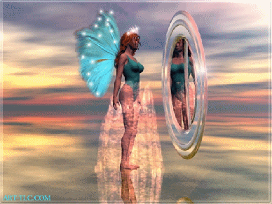 Mirror mirror in the air who's the fairest of the fair. Animated fairy queen with sparkling wings