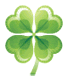 Animated four leaf clover with moving highlights