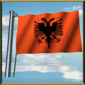 Moving Picture animated gif Albania flag waving on pole in front of rippling water