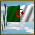 Moving Picture animated gif Algeria flag waving on pole in front of rippling water
