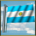 Moving Picture animated gif Argentina flag waving on pole in front of rippling water