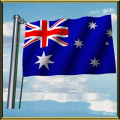 Moving Picture animated gif Australia flag waving on pole in front of rippling water