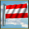 Moving Picture animated gif Austria flag waving on pole in front of rippling water