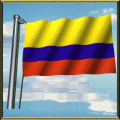 Moving Picture animated gif Colombia flag waving on pole in front of rippling water