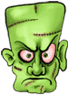 Animated green monster head blinks eyes