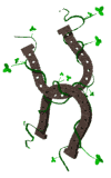 Animated lucky horseshoes and clover leaves
