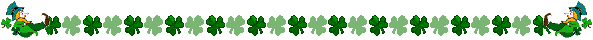 Animated  Irish divider line with flashing clover leaves and Leprechauns