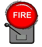 Animated moving fire alarm bell ringing