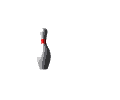 Animated moving picture of bowling pin destroyed by ball