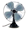 Animated electric fan blowing at you