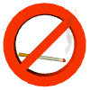 Animated no smoking sign with burning cigarette