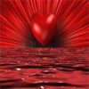 Animated picture of red spinning heart with water