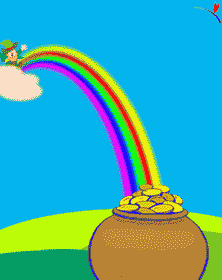 Leprechaun, Shamrock, Clover and pot of gold moving clip art animations