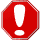 Animated red exclamation point in red spinning stop sign shape
