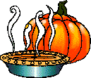 Animated steaming pumpkin pie