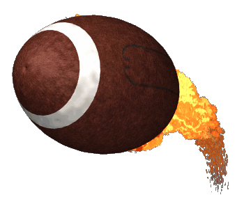 Animated flaming football spiraling upward into the sky