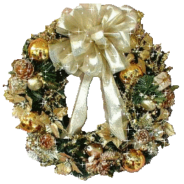 Animated gold sparkling Christmas wreath