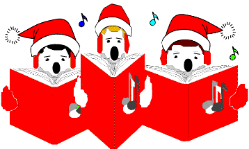 Three Carollers singing Christmas songs