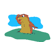 Animated Punxsutawney Phil looking for his shadow