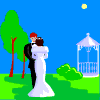Animated wedding couple dancing under the moon light