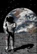 Animated astronaut jumping on the moon
