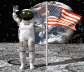 Animated astronaut waving with flag on the moon