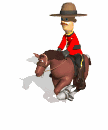 Canadian Mountie riding a galloping horse