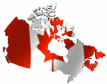 Animated waving Canadian flag background for Canada map