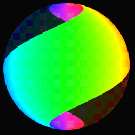 Colorful spinning sphere moving animated gif