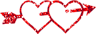 Sparkly red hearts with cupids arrow animation