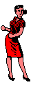 Animated dancing girl in red dress doing the twist