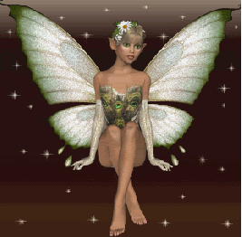 Animated fairy in the deep woods with magical fairy dust sparkling about her