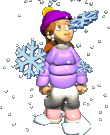 Animated girl watching snow flakes fall from the sky
