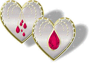Pink teardrops on sparkly silver hearts