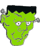 Green Frankenstein with sizzling head sparks