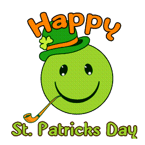 Green animated St Patrick's day happy face gif image