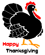 Black red and white Happy Thanksgiving Turkey animated gif clip art picture
