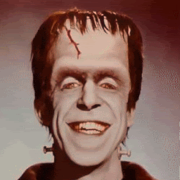 Herman Munster animated metamorphosis to actor Fred Gwynne's face 